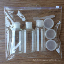 7PCS Cosmetic Travel Bottle Set, Flip Cap Bottle/PS Jar/Spoon